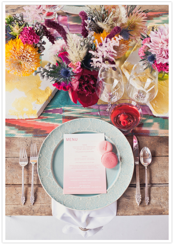 Boho place setting by from OneLove Photography via 100 Layer Cake