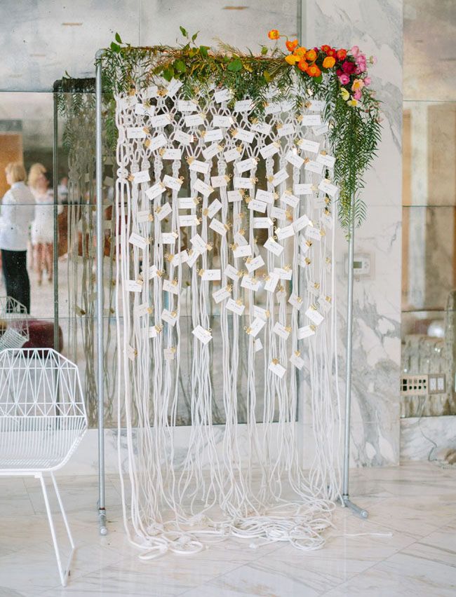 Macrame escort cards by Enjoy Events via Green Wedding Shoes