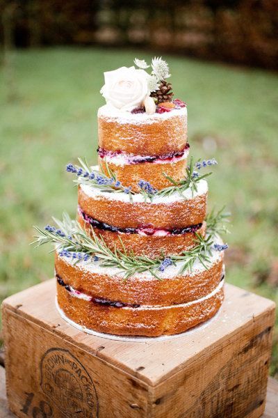 Naked wedding cake via Style Me Pretty
