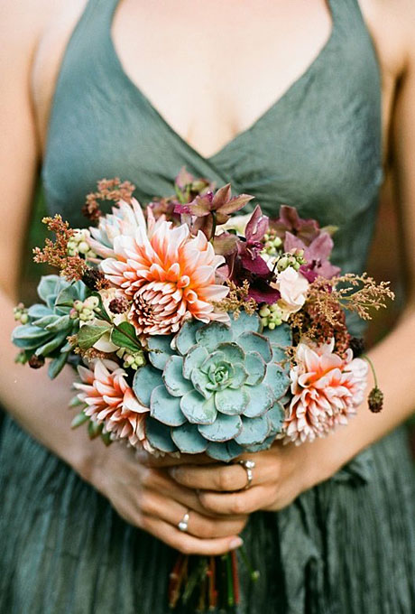 Bouquet from The Cutting Edge Garden photographed by Sylvie Gill Photography via Brides Magazine
