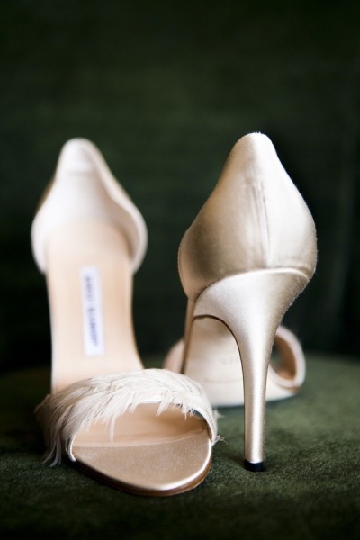 Manolo Blahnik feather pumps by Jake McBride for Christian Oth Studio via Style Me Pretty