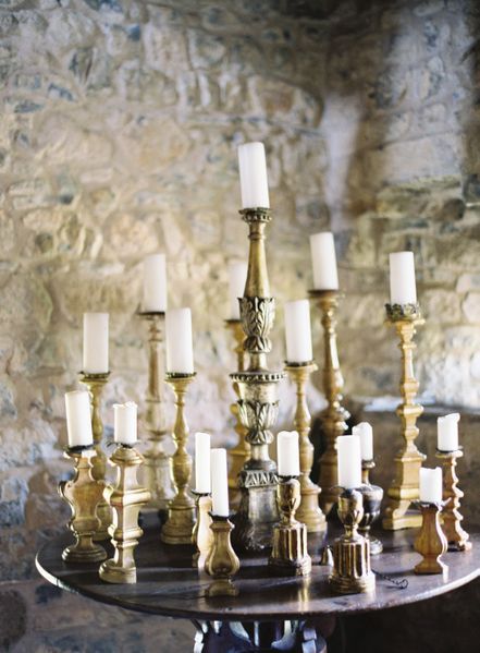 Gold candlesticks by Jose Villa via Once Wed