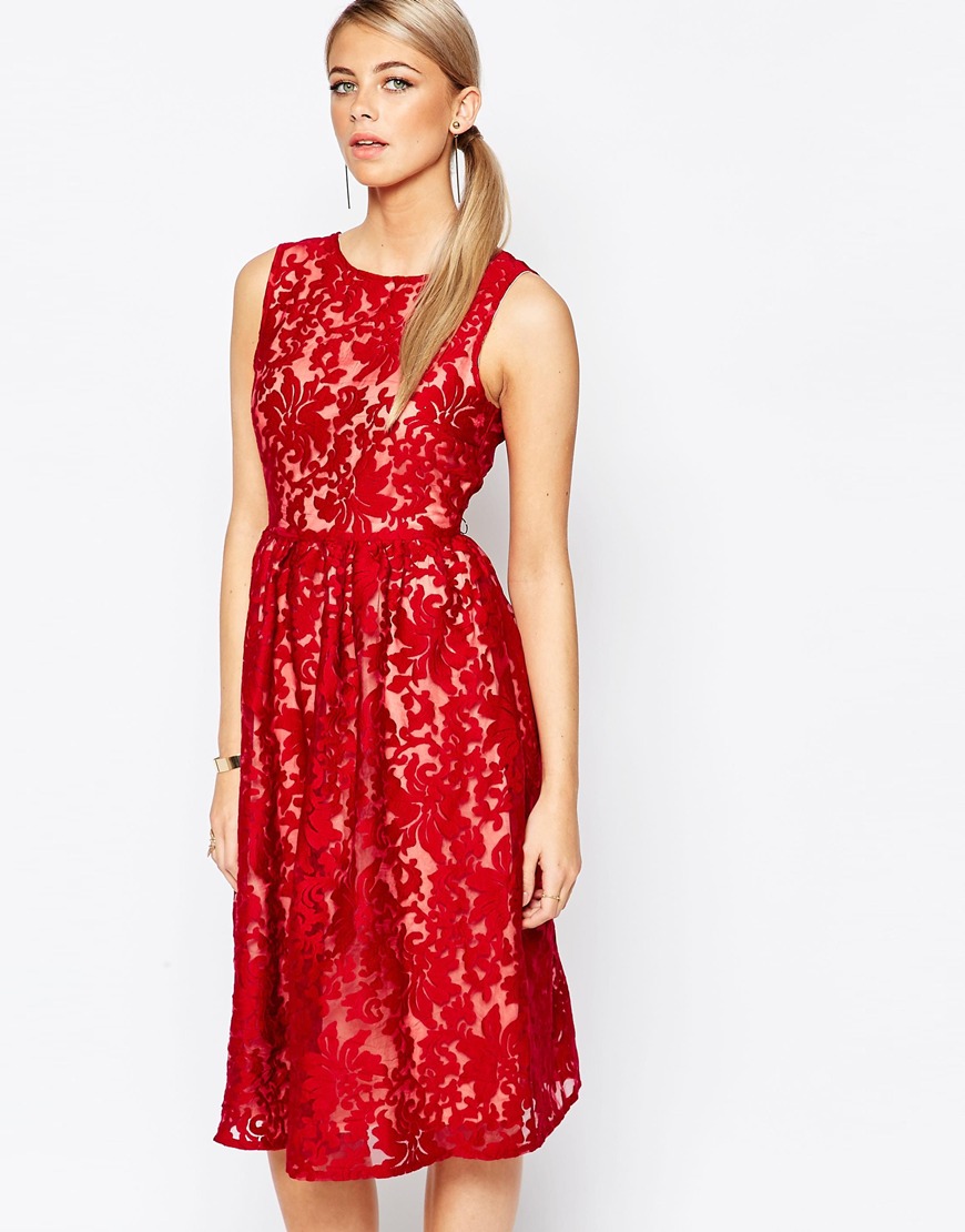 Embroidered Organza Midi Dress