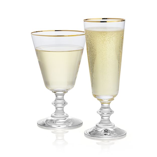 French Wine Glass with Gold Rim