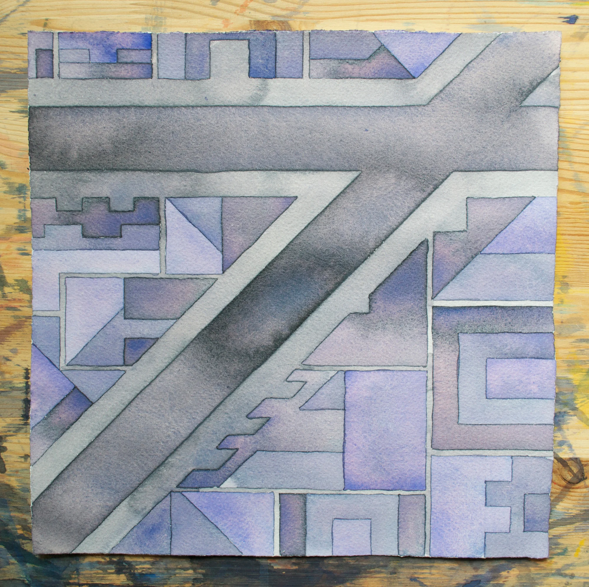 Cityscape 10 , 2014 watercolor on watercolor paper 10 x 10 inches