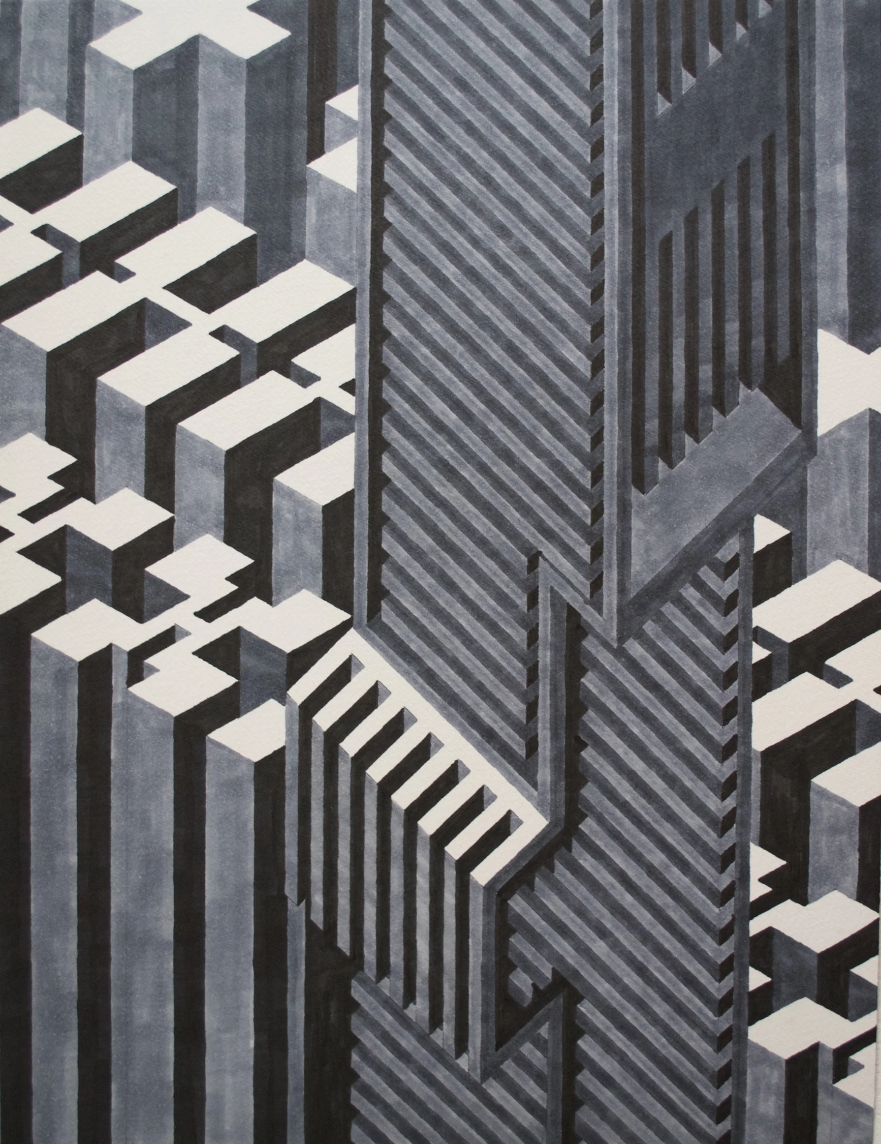 Untitled (ermite), 2015 | marker graphite on watercolor paper | 16 x 12 inches