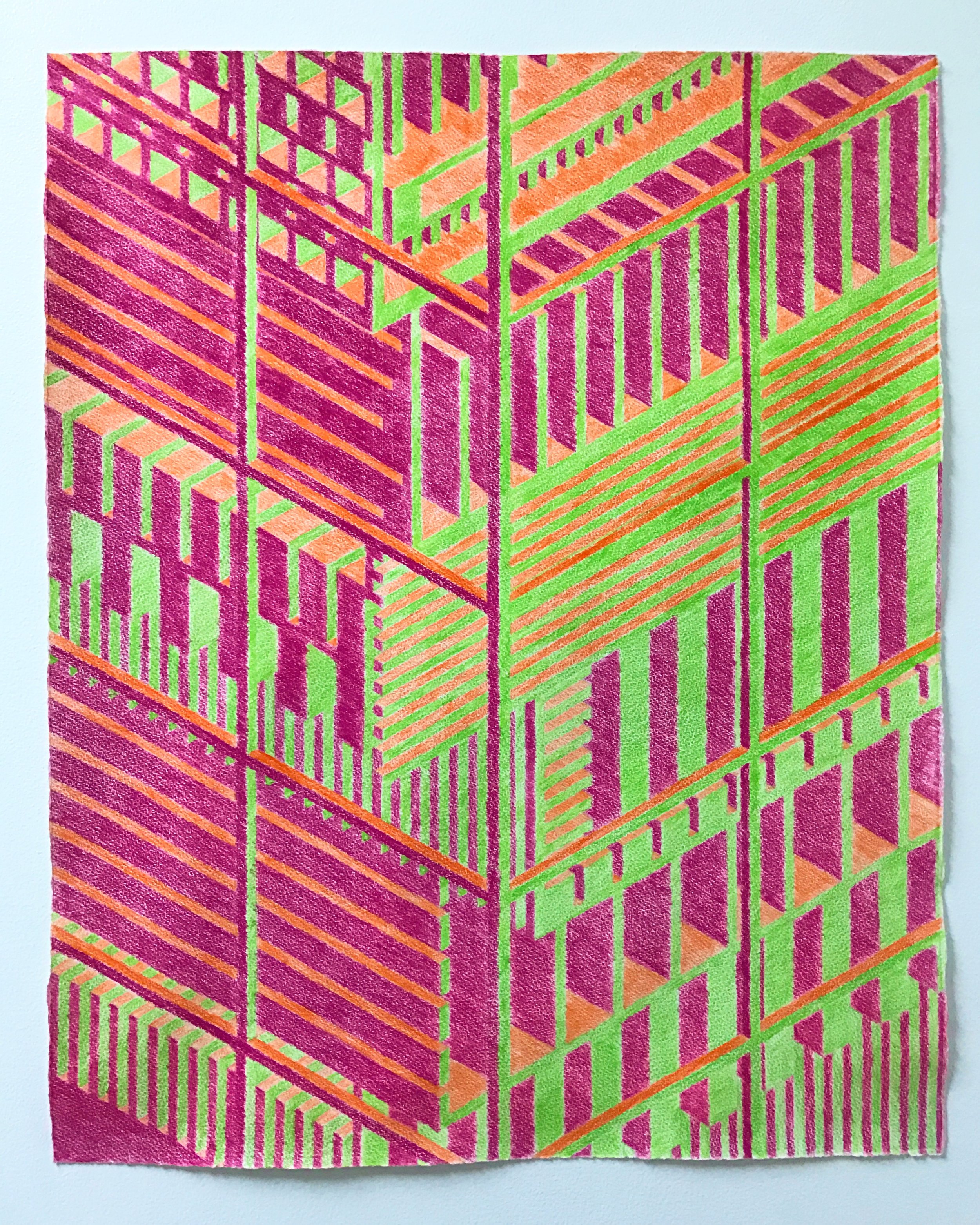 Tower (despondent), 2016 colored pencil graphite on printmaking paper 25 x 20 inches