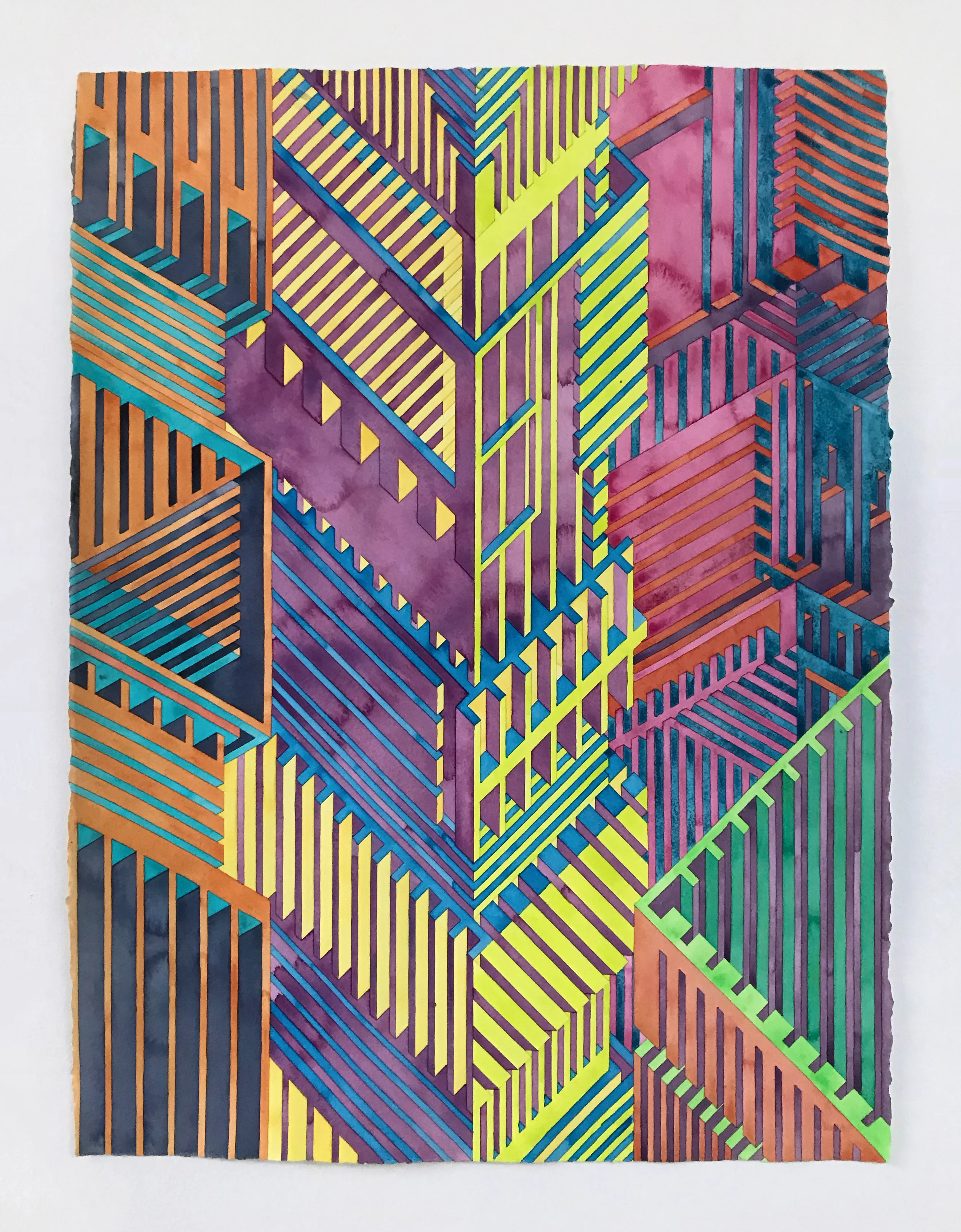 Untitled (transgress), 2018, watercolor graphite on watercolor paper, 30 x 22 inches