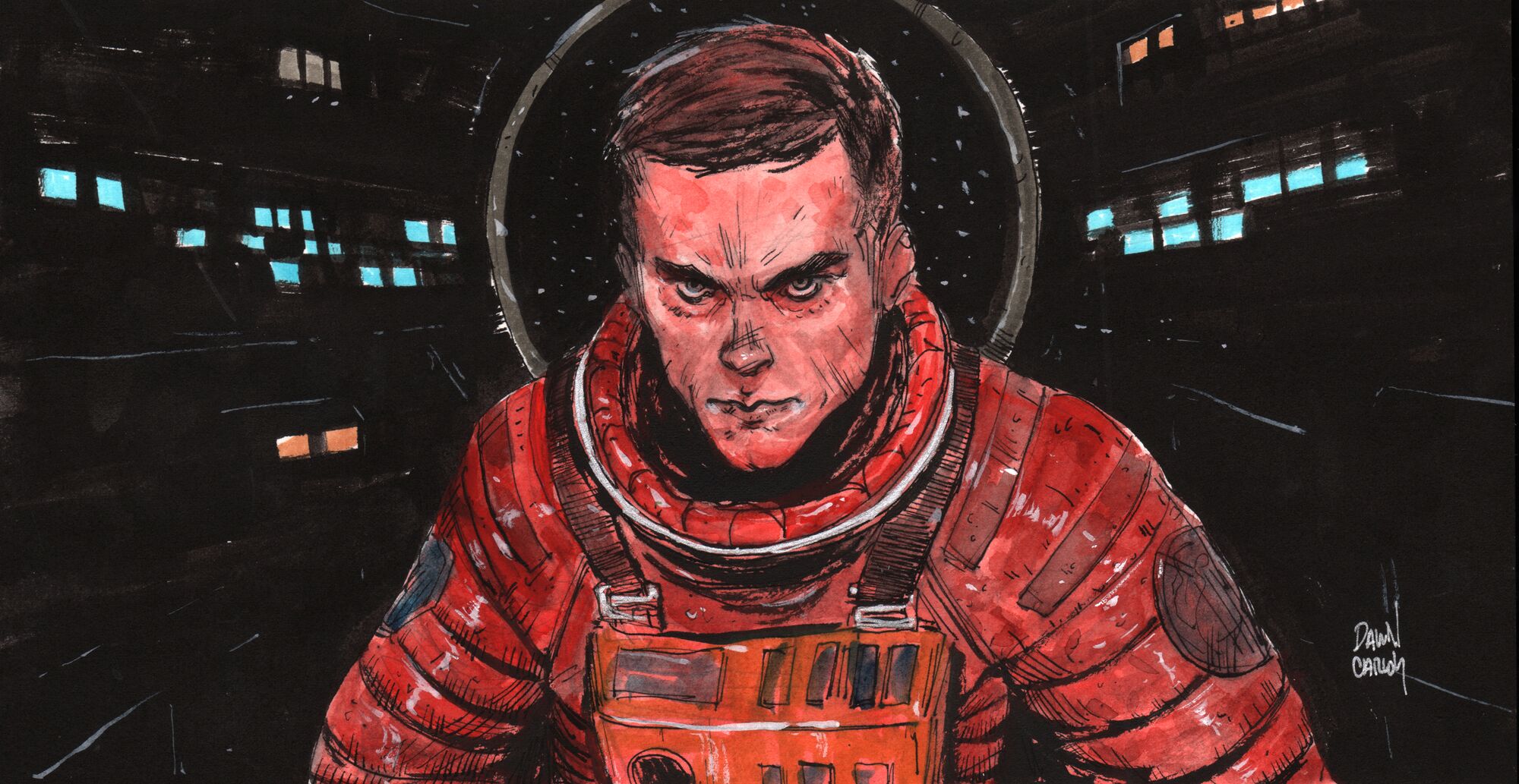 "Hello Dave" Ink & Watercolor on Watercolor Paper
