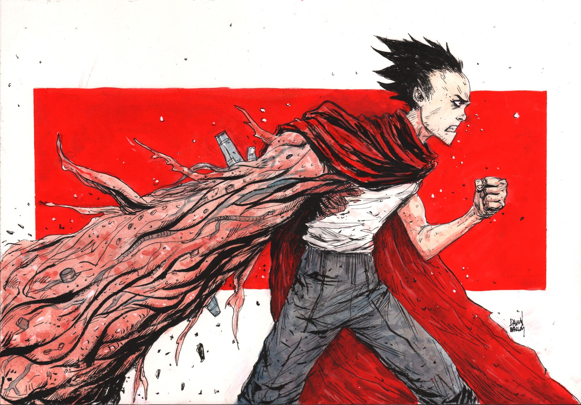 "Tetsuo" Ink & Watercolor on Watercolor Paper