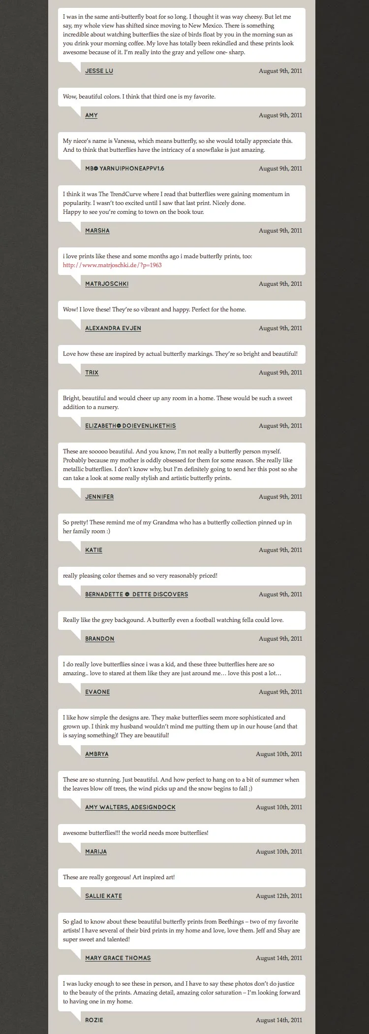 Some of the awesome comments we got! :)