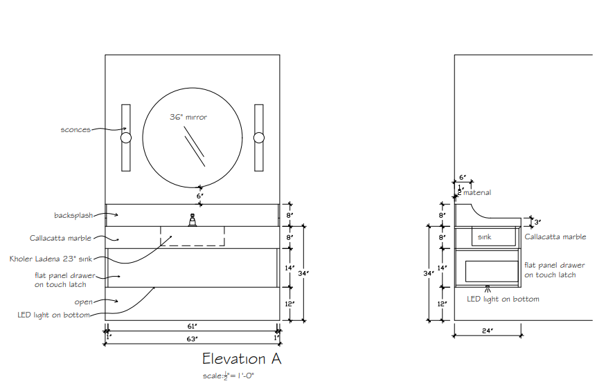 Before and After of Luxe Powder room
