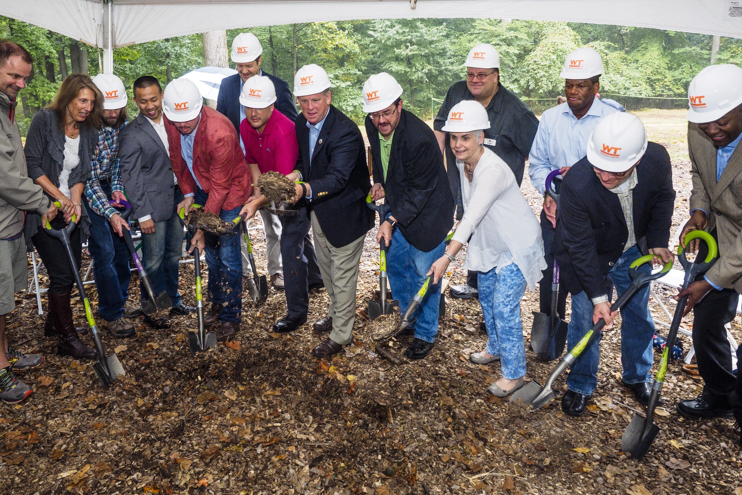 From left to right: It's My Amphitheater, Inc. President Brad Canfield & General Manager Jean Parker (operators of Merriweather Post Pavilion), The Downtown Arts and Culture Commission Acting Executive Director Ian kennedy, State Delegate Clarence Lam, Inner Arbor Trust Chair Martin Knott, Howard Hughes Corporation Vice President of Development Greg Fitchitt, Howard County Council Member Greg Fox, Howard County Executive Allan Kittleman, Inner Arbor Trust President & CEO Michael McCall, Columbia Festival of the Arts Executive Director Todd Olson, County Council Chair Mary Kay Sigaty, Columbia Association President & CEO Milton Matthews, County Council Member Jon Weinstein, County Council Member Calvin Ball