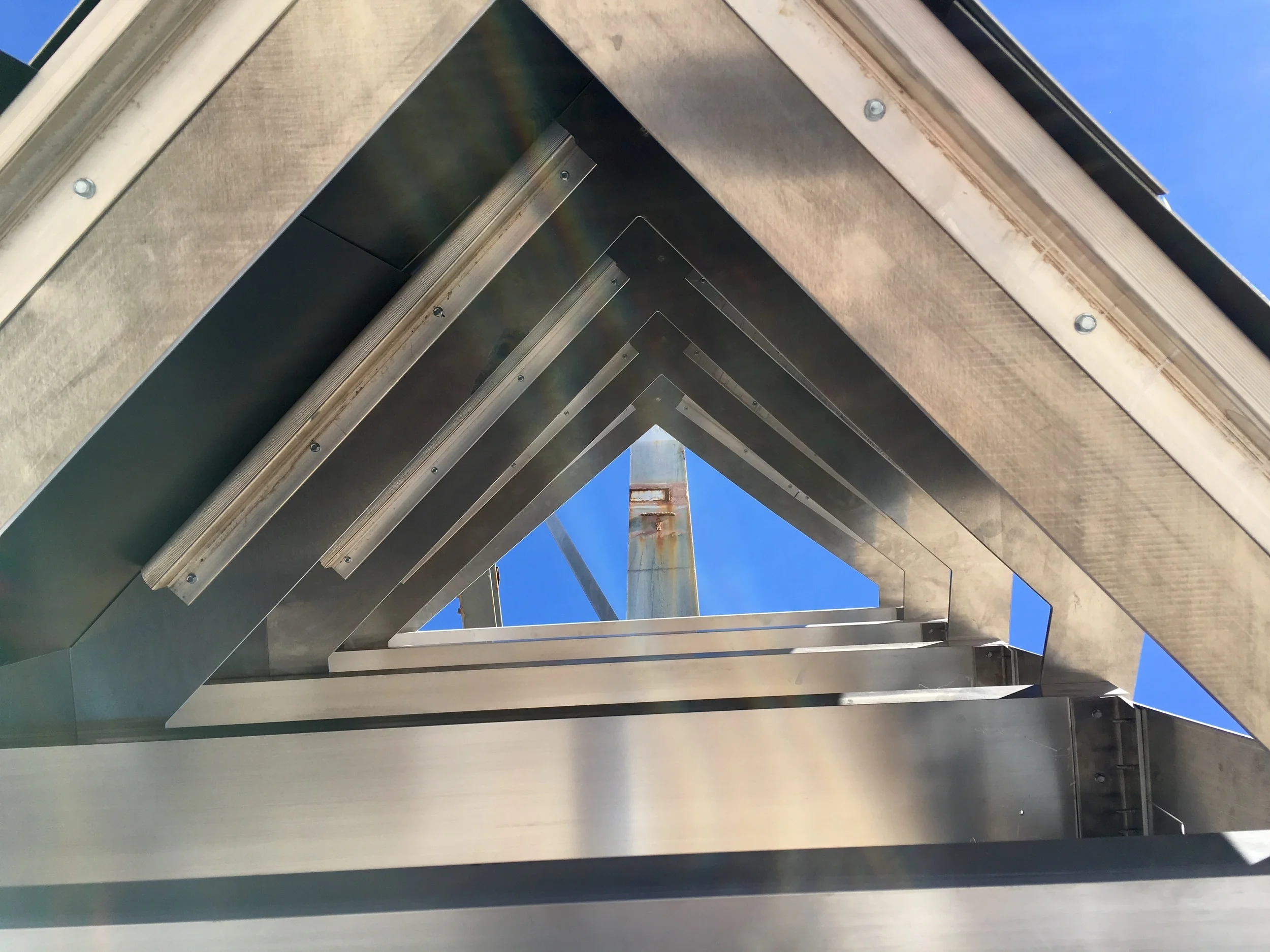 Mockup of ZEPPS for the Chrysalis canopy system (Zahner Engineered Profiled Panel Systems)
