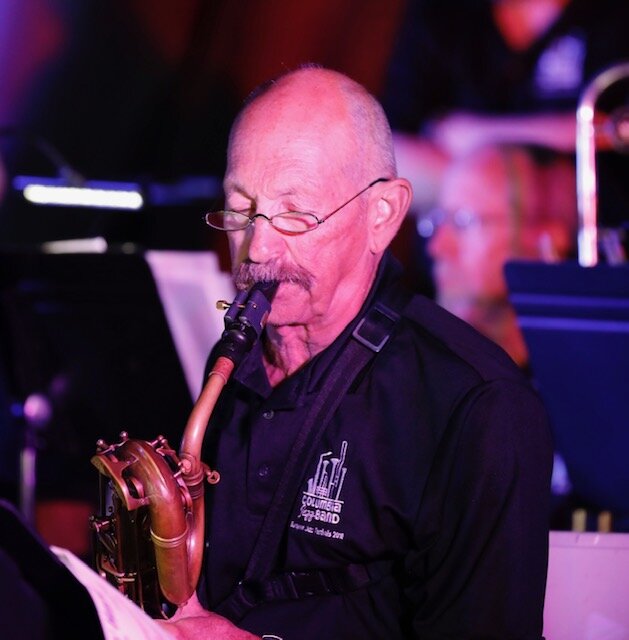 Baritone saxophone player in Columbia Jazz Band