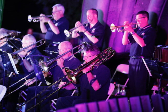 Brass section in Columbia Jazz Band