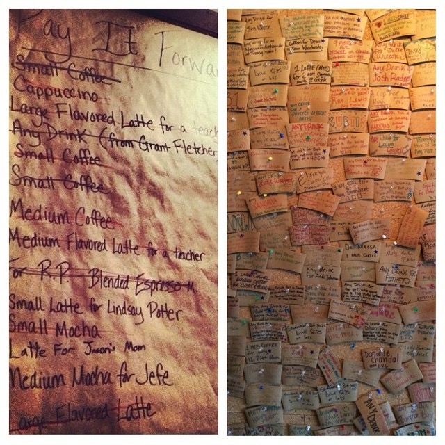 The evolution of the Pay It Forward Board; aaaaand with our expansion we found a way to celebrate the past.