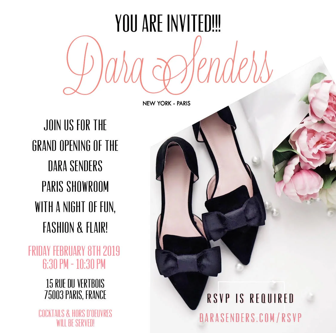 DARA SENDERS SHOWROOM OPENING IN PARIS FEBRUARY 8TH 2019 - RUE DU VERTBOIS