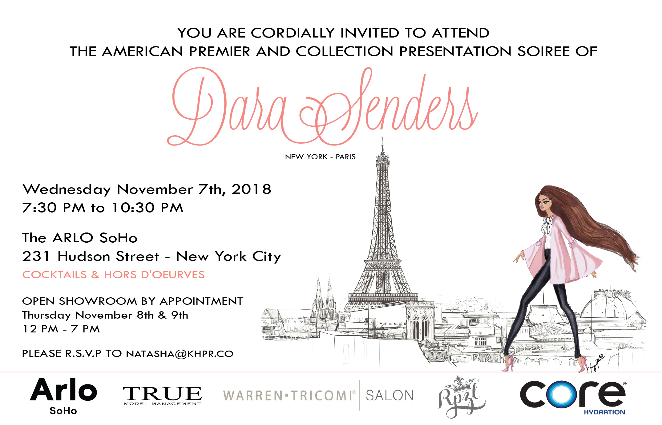 DARA SENDERS - NYC PREMIER & SOIREE SEPTEMBER 7TH 2018 - ARLO SOHO HOTEL