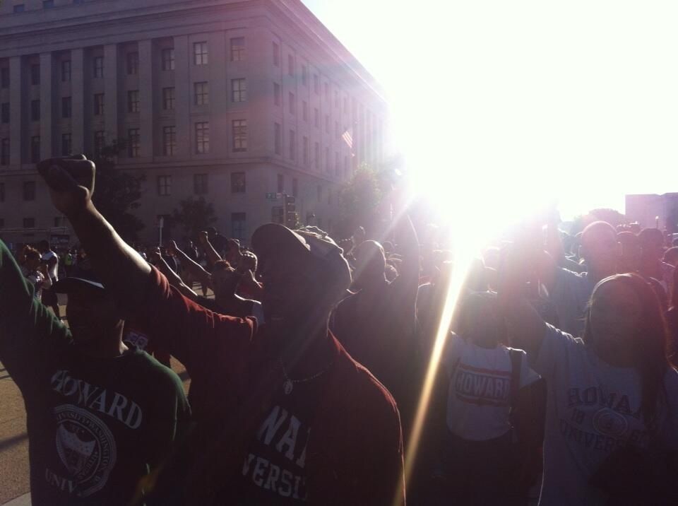  Howard U hits the corner of Constitution and 9th. Picking up steam.&nbsp; 







