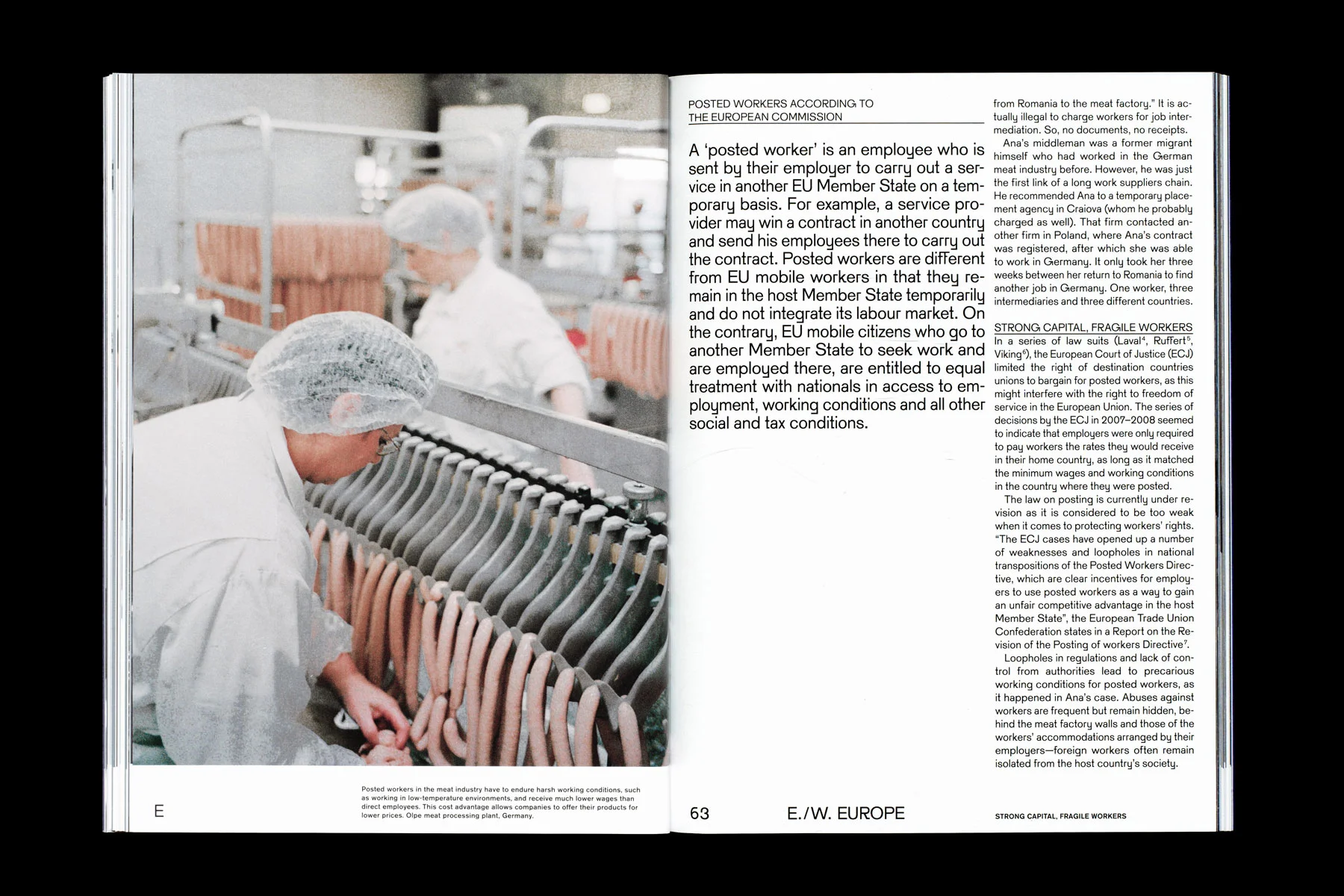 A spread from inside of Migrant Journal .