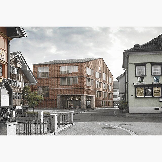 Two images for a project in Appenzell, Switzerland by @caruso.st.john that were submitted as part of a competition entry in May 2020. Slide 3 is an old postcard showing a completely different place in Germany but it served as an inspiration for the s