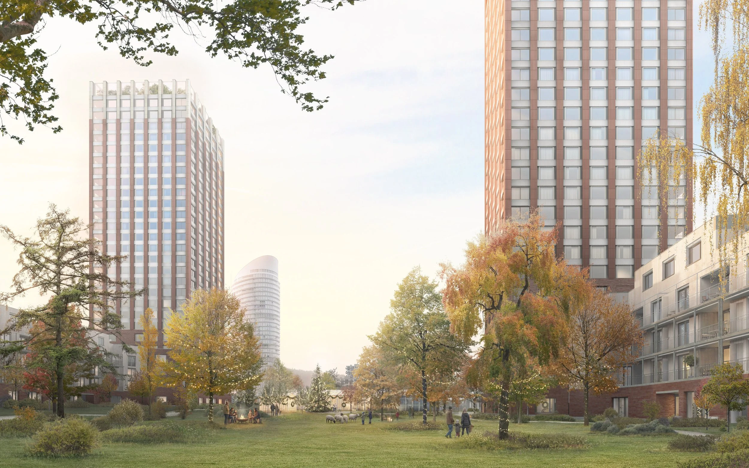 Architectural visualisation for a residential project in Dübendorf, Switzerland by Adrian Koenig for Caruso St John Architects.