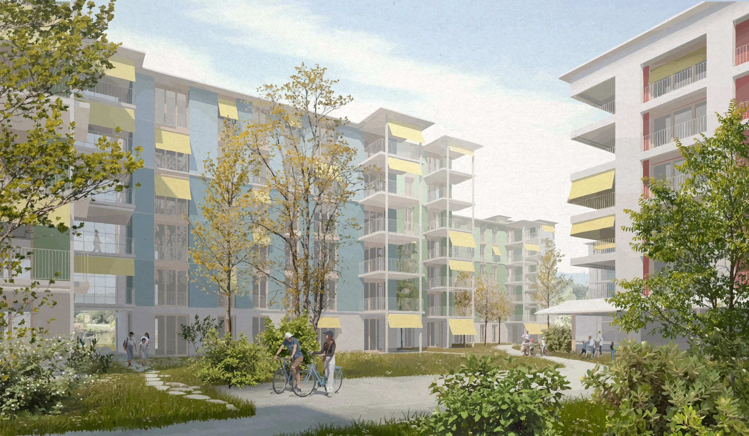 Architectural visualisation for a competition entry in Nidelbad, Switzerland by Adrian Koenig for BHSF Architects.