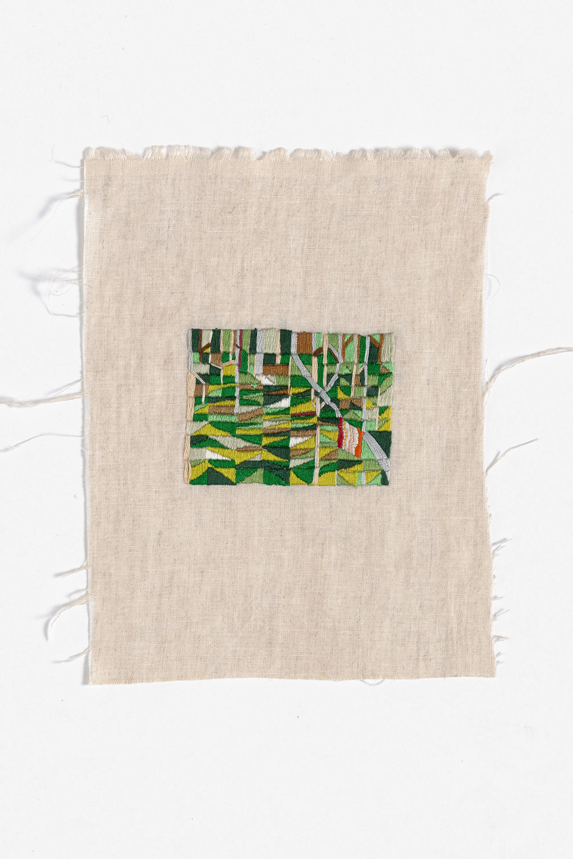 Back of camp, Walkerville 2015 Cotton thread on linen 19 x 25cm
