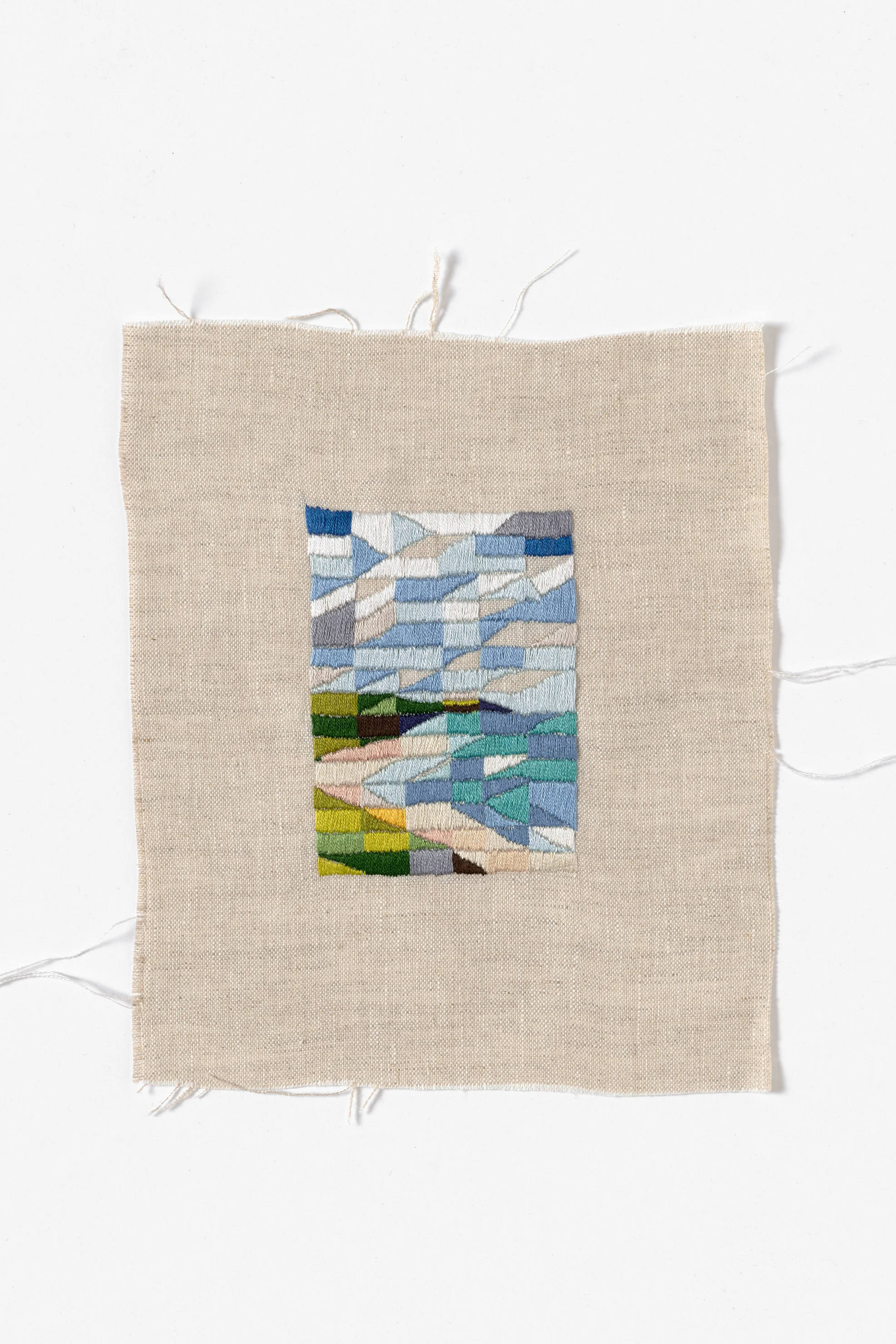 Looking North, Venus Bay 2015 Cotton thread on linen 21 x 27cm