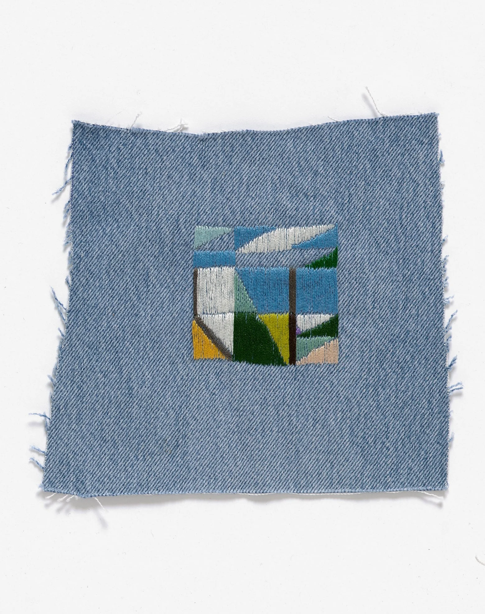 Return to the farm III 2015 Cotton thread on denim 18 x 17cm