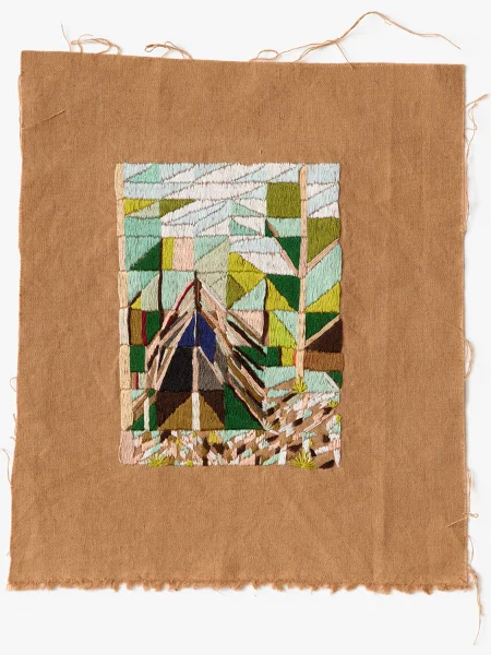 Parklands cubby 2016 Embroidery thread on naturally dyed linen 27 x 24cm
