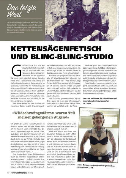 Kettensägenfetisch und Bling - Bling - Studio (Tätowiermagazin)