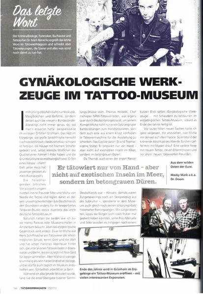 Gynäkologische Werkzeuge im Tattoo - Museum (Tätowiermagazin)