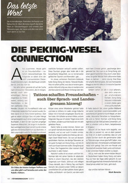 Die Peking - Wesel Connection (Tätowiermagazin)