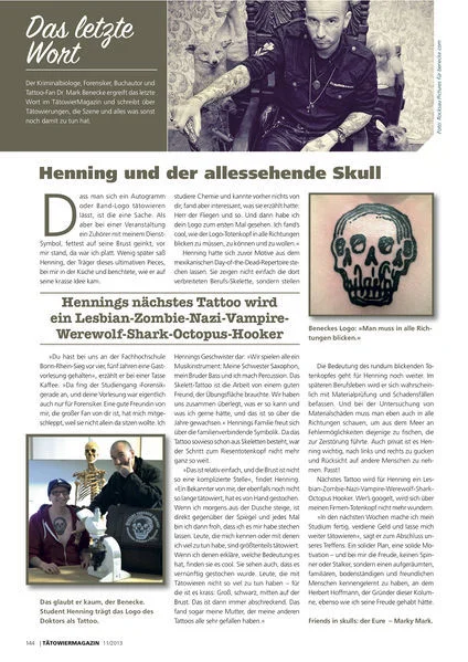 Henning und der allessehende Skull (Tätowiermagazin)