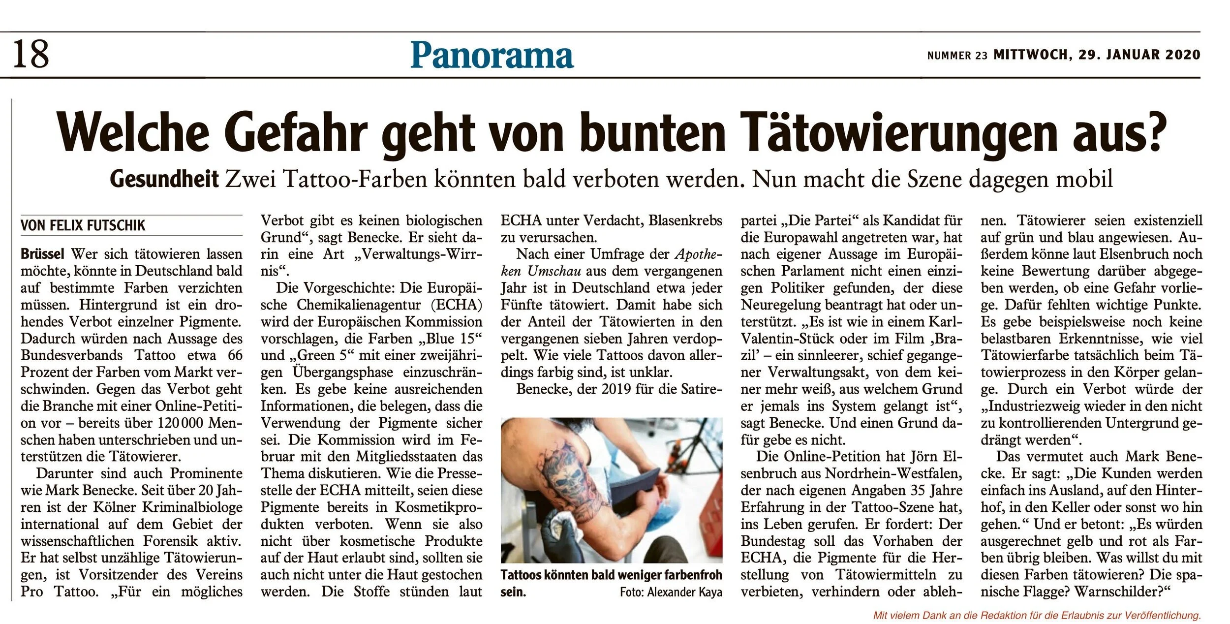 Mehr als 120.000 Menschen unterschreiben Petition gegen Tattoo