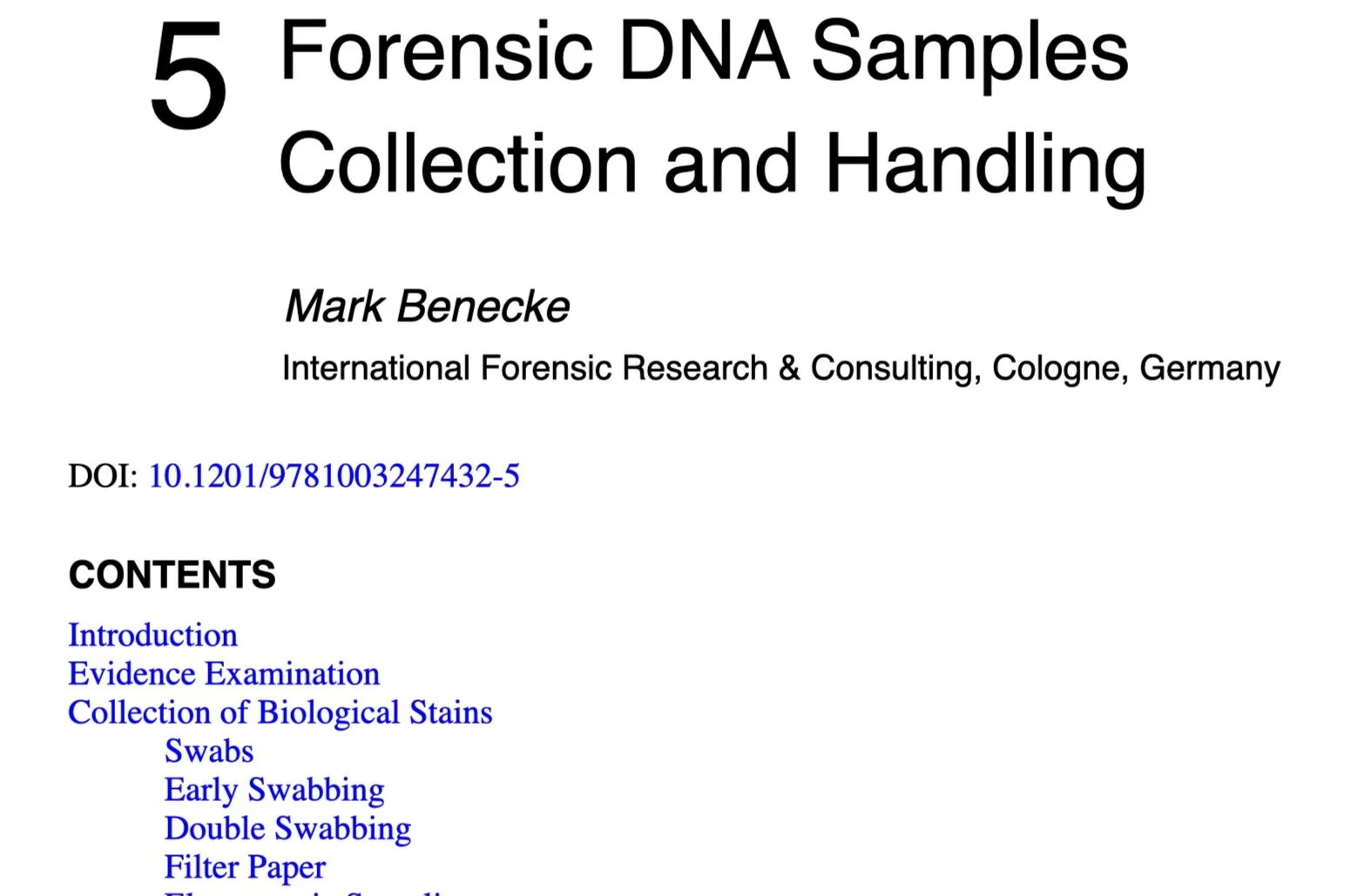 Forensic DNA Samples: Collection and Handling