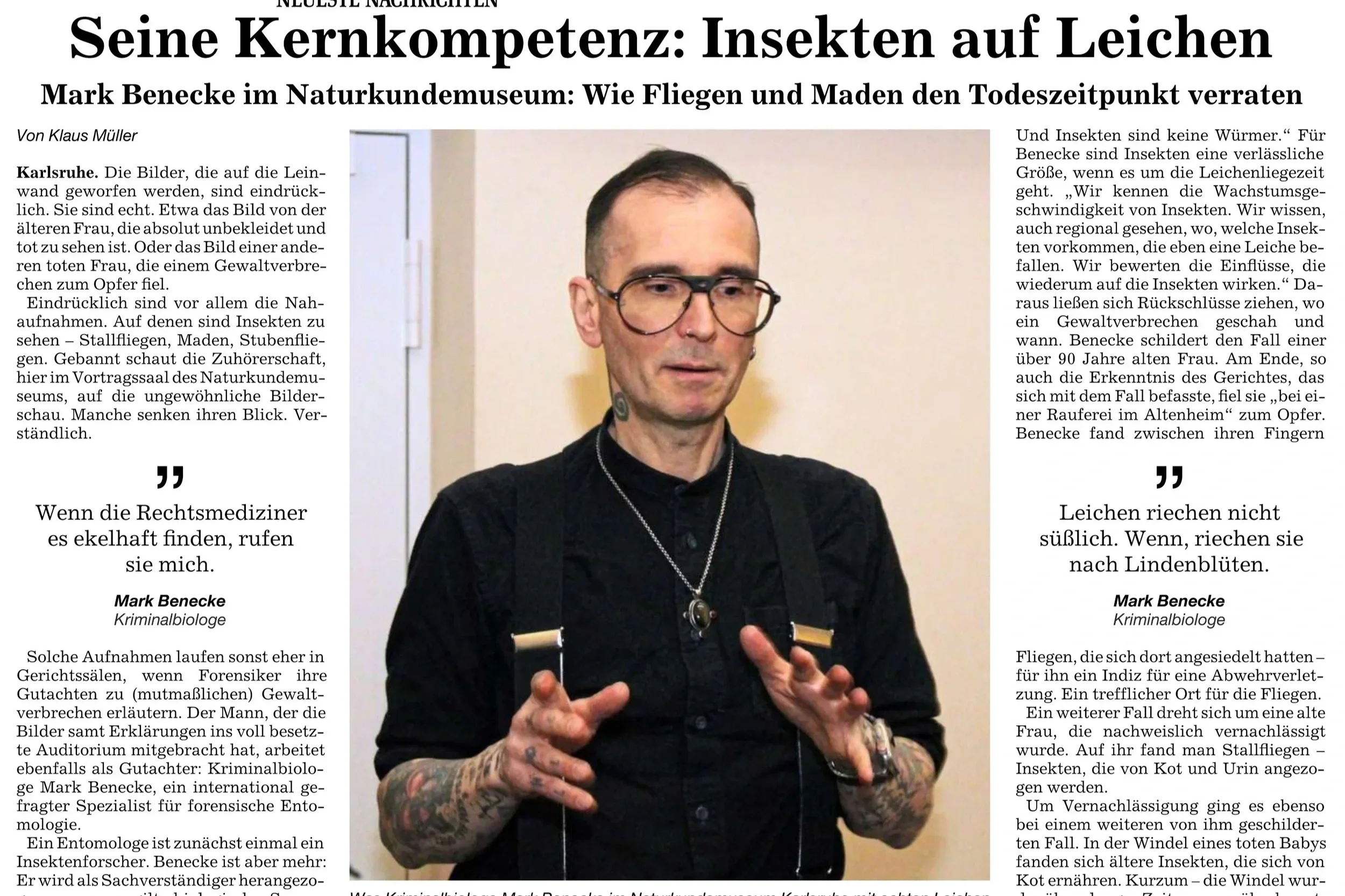 Seine Kernkompetenz: Insekten auf Leichen