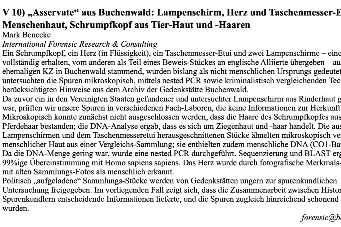 V 10 „Asservate“ aus Buchenwald: Lampenschirm, Herz und Taschenmesser-Etui aus Menschenhaut, Schrumpfkopf aus Tier-Haut und -Haaren