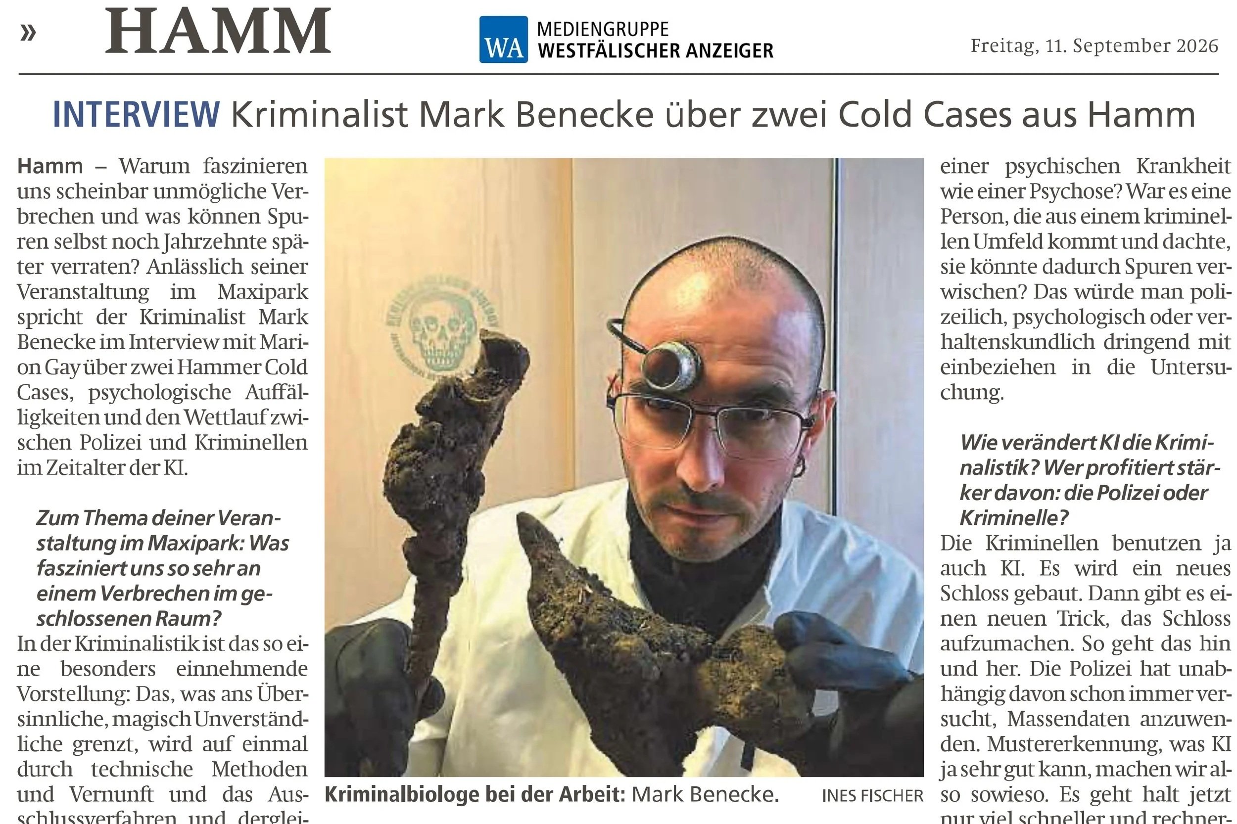 Kriminalist Mark Benecke über zwei Cold Cases aus Hamm
