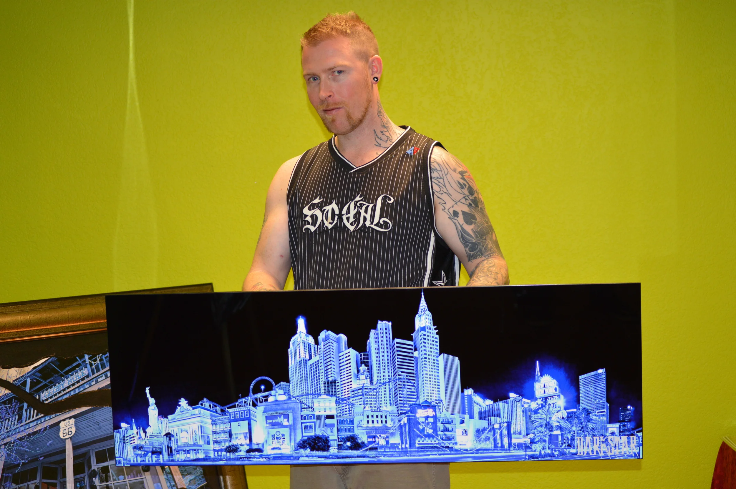 Frankie Darkstar with one of his most demanded art pieces.