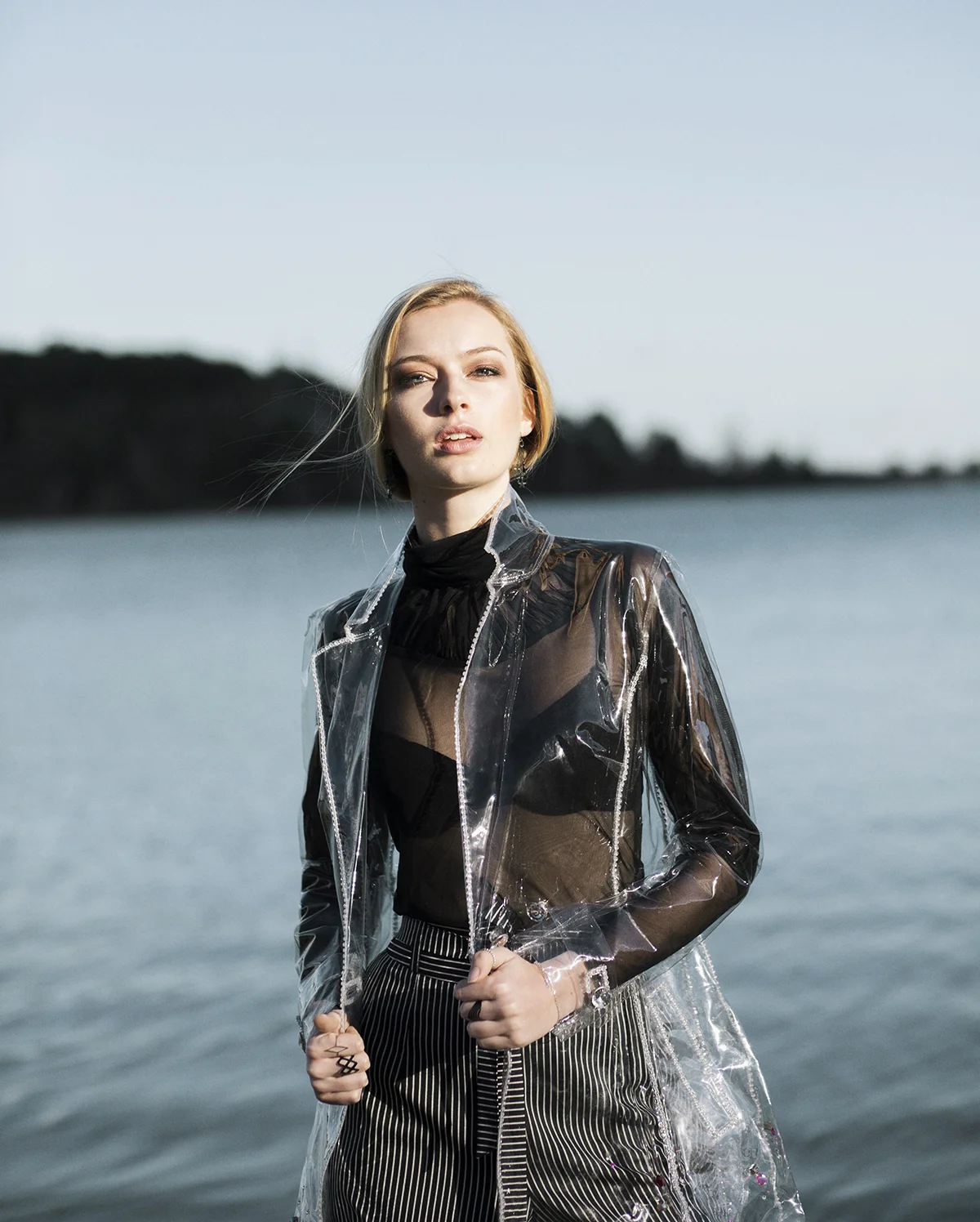 Transparent black tulle shirt - Roberto Navazo Black bib with white stripes- Roberto Navazo Shoes - Aedo Accessories- Roberto Navazo