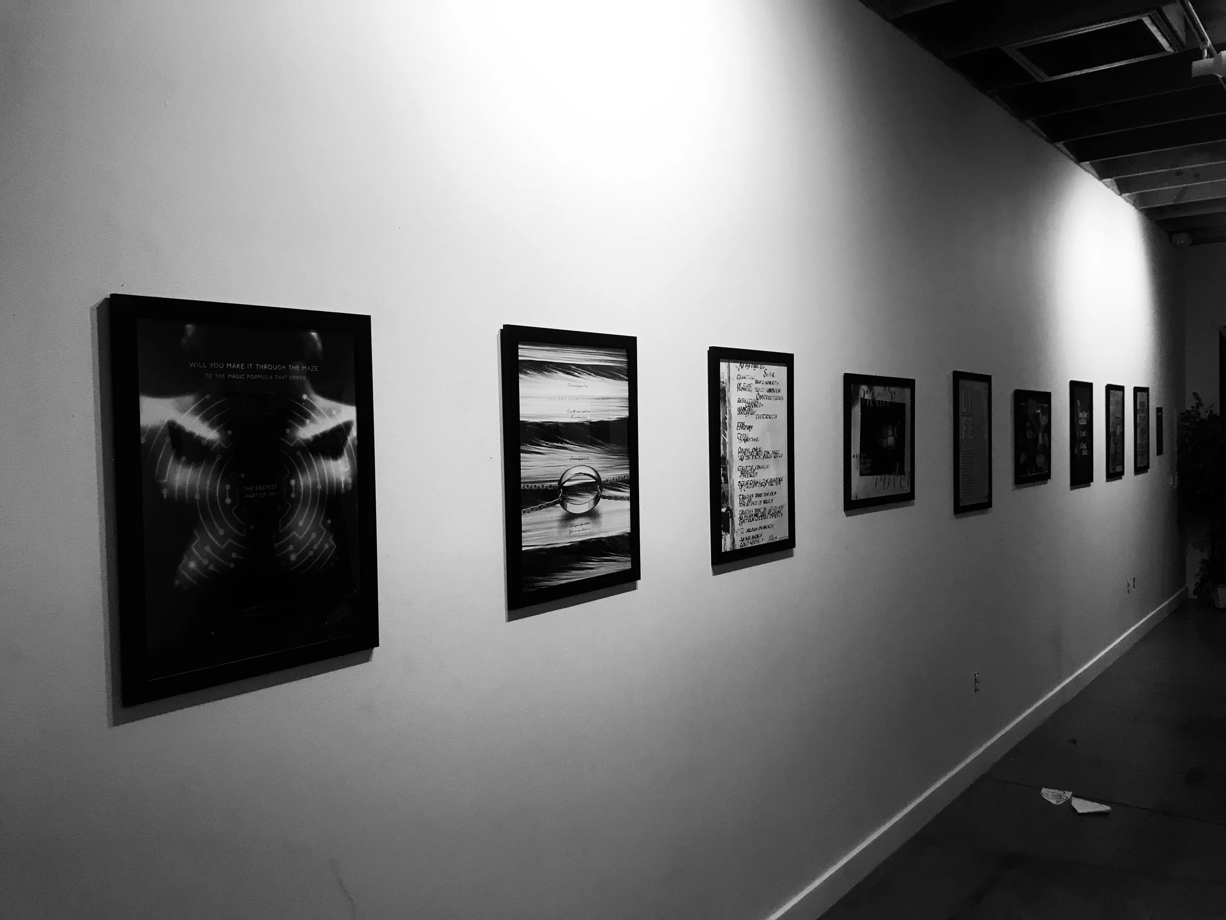 Final setup of 2019 AIGA LV Lush Collab Art Exhibition At Escape Artist Studios