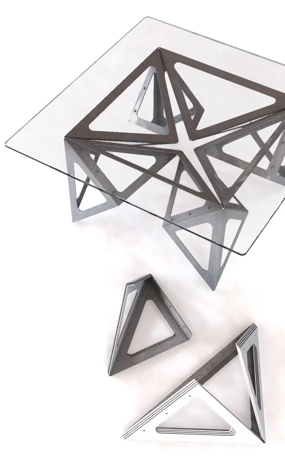 Coin-coin table inspired by origami