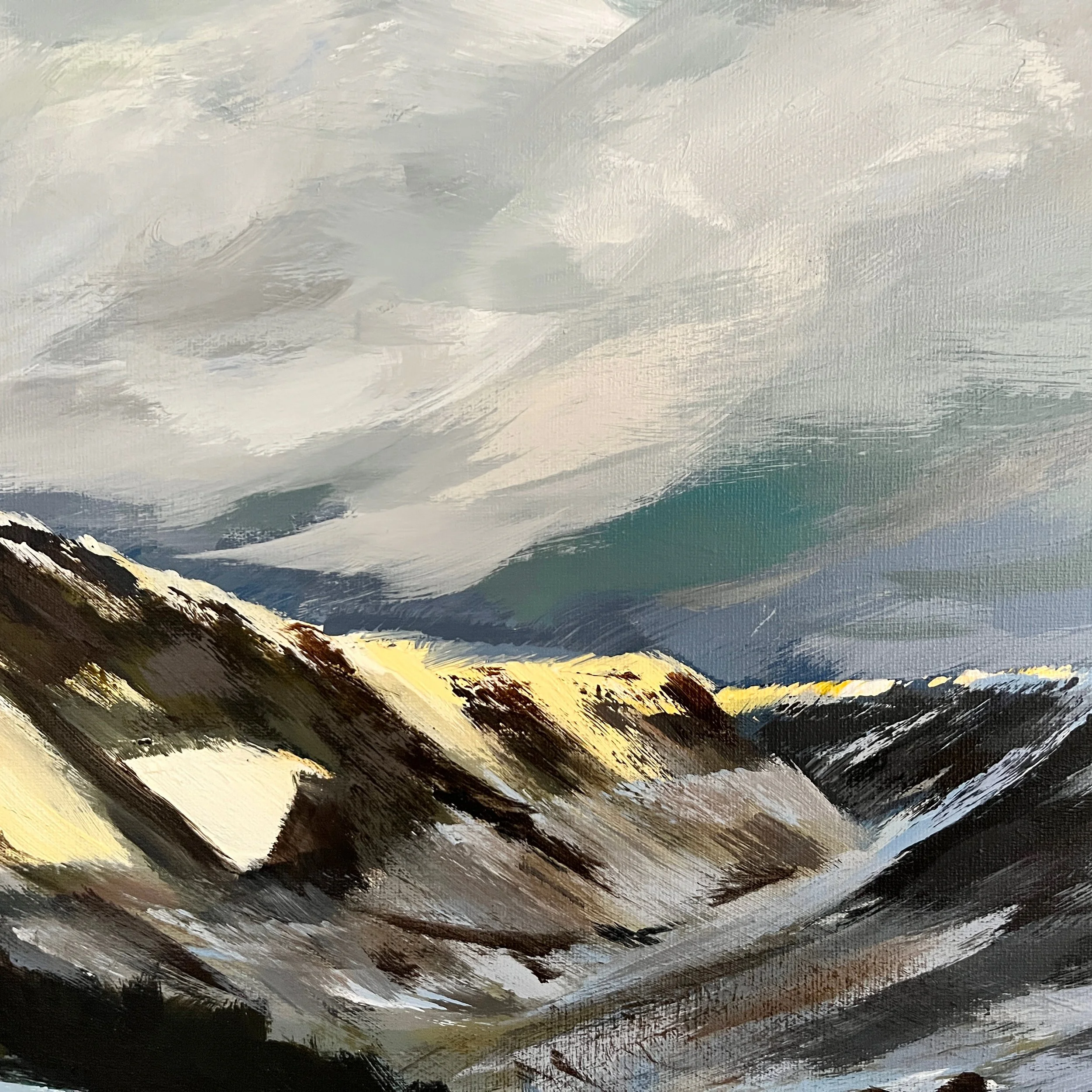 Sunset Over Snowy Dovestone Reservoir on wide grey background Detail.jpg