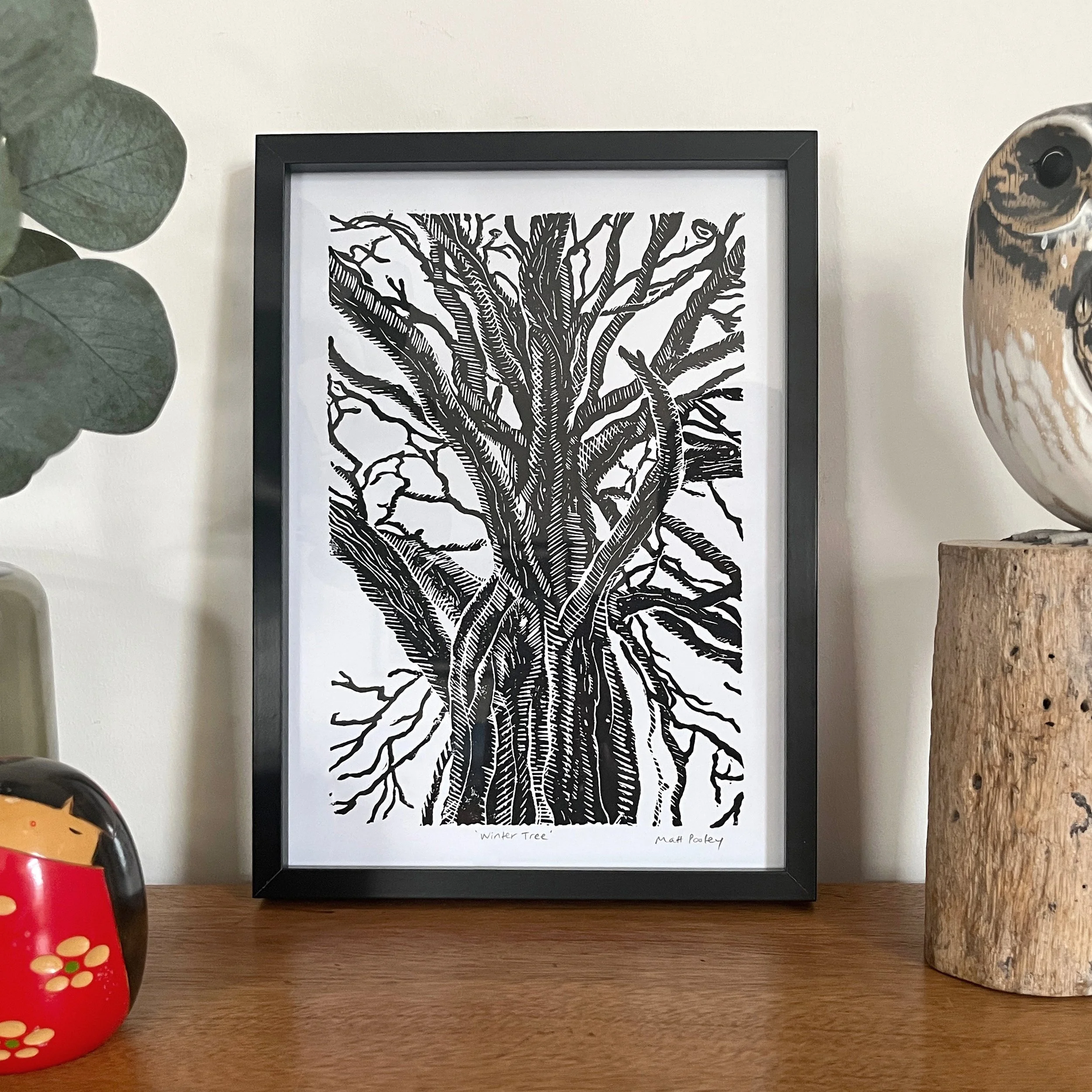 Winter Tree Lino Print Framed Insitu Square.jpeg