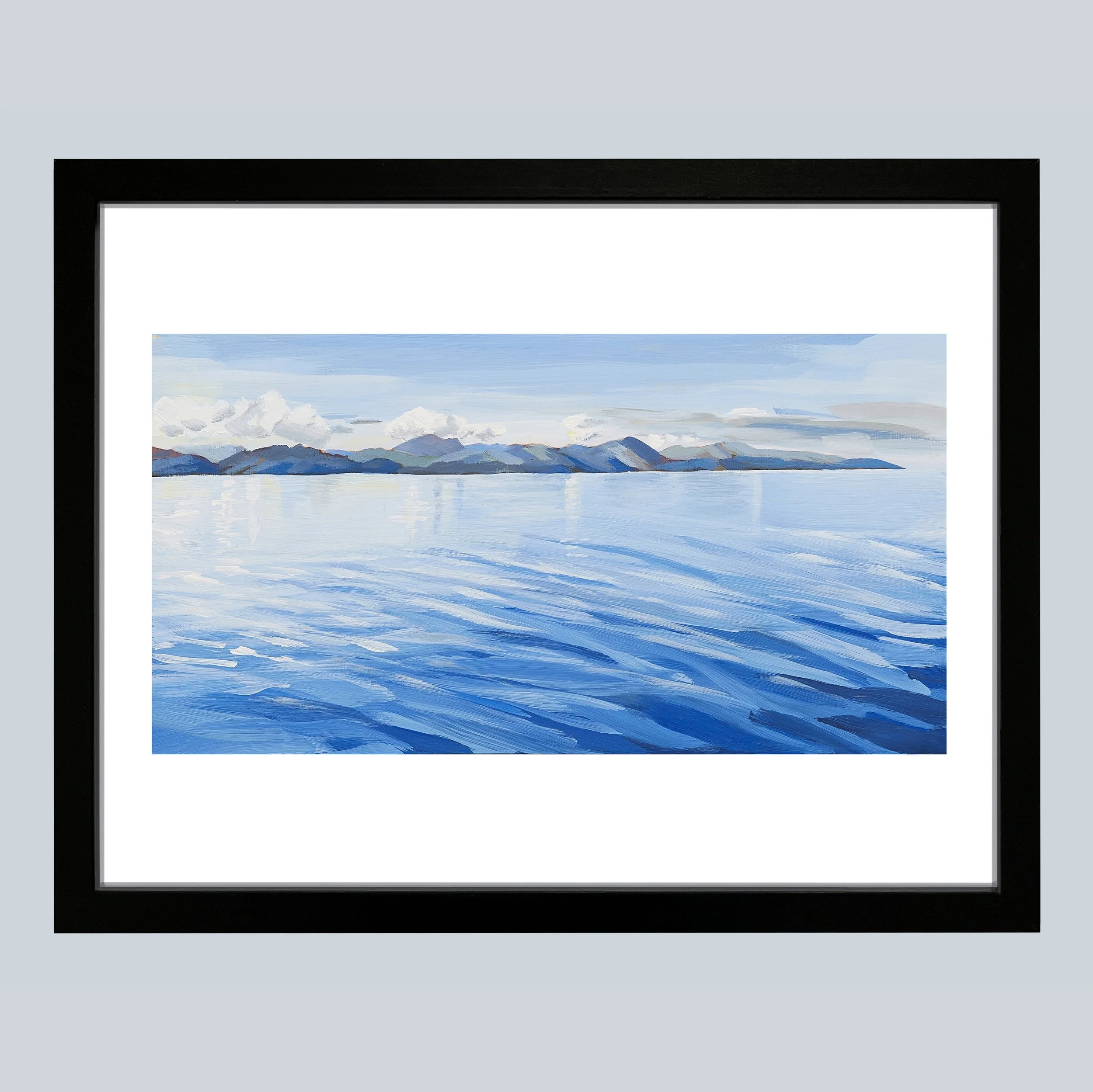 Isle of Mull Print Framed in Black on Grey Square.jpg