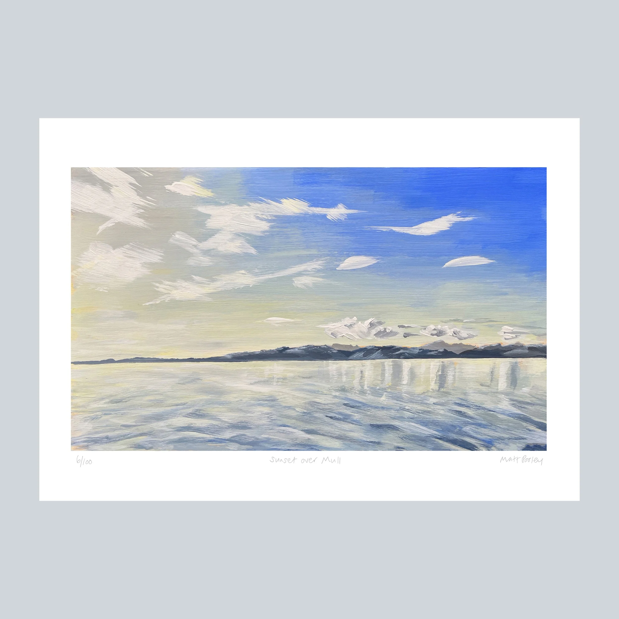 Sunset over Mull Print on Grey Square.jpg