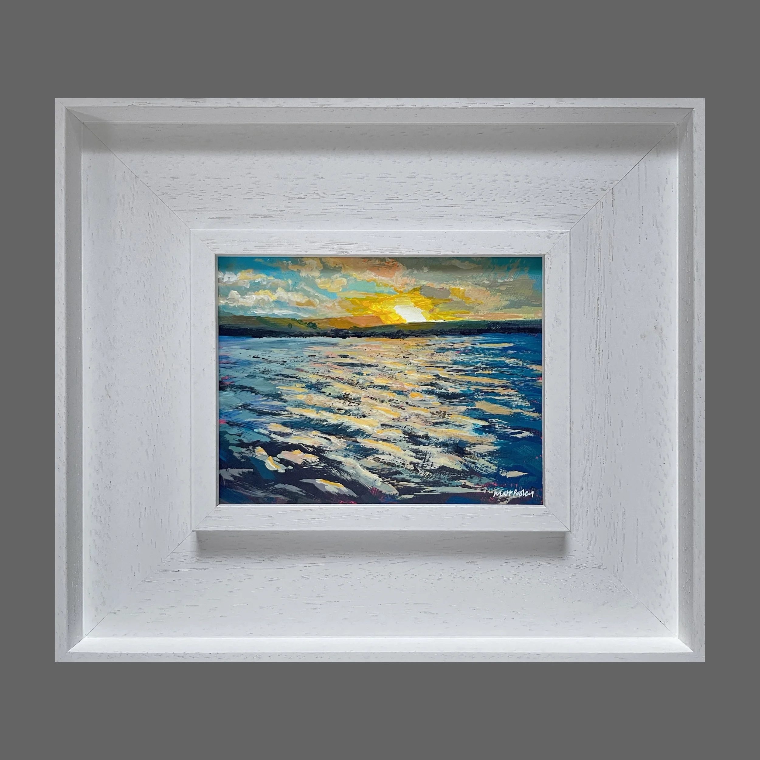 Golden Reflections on Blackmoorfoot Reservoir on Dark Grey Square.jpg